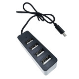 HUB cu conector USB Tip C , cu 4 porturi USB 2.0, cablu 45 cm, indicator Led, negru