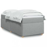 VidaXL Pat continental cu saltea, gri deschis, 80x200 cm, textil