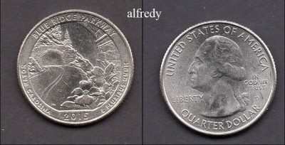 SUA 2015 Quarter, 25 Centi, North Carolina, Blue Ridge Parkway, D foto