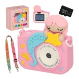 Aparat foto digital pentru copii cu card de memorie de 32GB, model sirena, roz