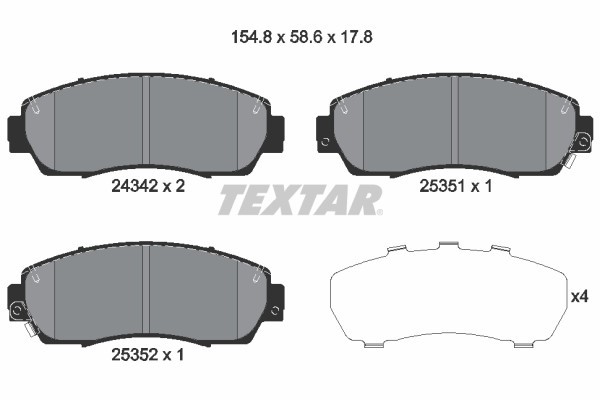 TEXTAR 2434201 set placute frana,frana disc