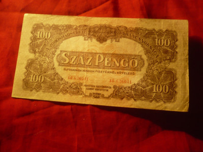 Bancnota 100 pengo 1944 Ungaria Armata Rosie , cal. buna foto