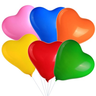 Set 6 baloane latex gigant, 50cm, Multicolor, Forma inima, Ropet foto