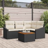 VidaXL Set Canapea Grădină 5 pcs Negru, alb 55 x 55 x 37 cm