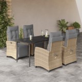 vidaXL Set mobilier pentru grădină, 5 piese, cu perne, bej, poliratan 3213019