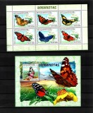 FLU 42- FLUTURI - SERIE + COLITA, NESTAMPILATE MNH