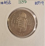 Ungaria 1 Forint 1879 Argint KM#453 Moneda Veche Colecție Argint