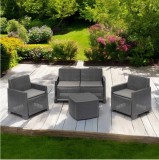 Set mobilier gradina/terasa, Progarden, COMO, 4 piese, polipropilena, antracit, canapea 2 locuri 129x66x74 cm, 2 scaune 72x66x74 cm, masa 53x53x40