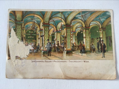 Carte postala veche vedere berarie Spattenbrau-Keller Viena, 1901, necirculata foto