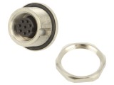 Conector M9 mamă aurit IP67, 8 pini