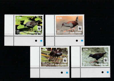 Cook Islands 2014-Fauna,WWF,Pasari,serie (partea I) 4 val.dant.,colt coala foto