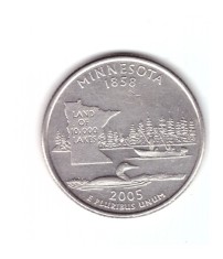 Moneda SUA 25 centi/quarter dollar 2005 D, Minnesota 1858, stare buna, curata