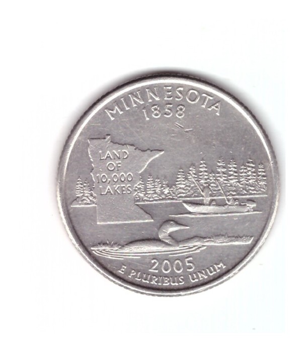 Moneda SUA 25 centi/quarter dollar 2005 D, Minnesota 1858, stare buna, curata