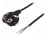 Cablu alimentare AC, 3m, 3 fire, culoare negru, cabluri, CEE 7/7 (E/F) ştecar in unghi, SCHUKO mufa, PLASTROL - W-97158