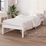 vidaXL Cadru de pat UK Single, alb, 90x190 cm, lemn masiv de pin