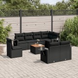 vidaXL Set mobilier de grădină cu perne, 9 piese, negru, poliratan 3224655