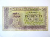 Rara! Cehoslovacia 50 Korun 1945,bancnota din imagini