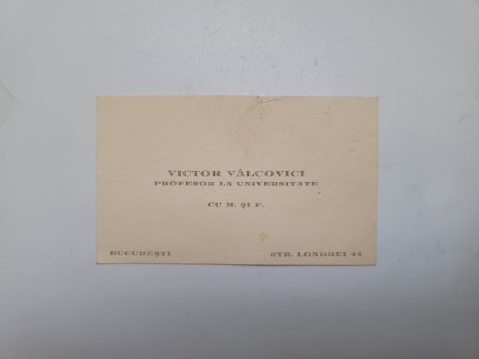 rara carte de vizita Victor Valcovici (1885-1970), Academician, Matematician!