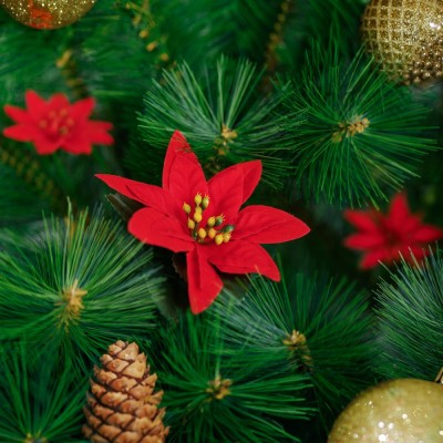 Decoratiune floare artificiala &amp;ndash; Poinsettia (floare de craciun) &amp;ndash; 50 cm Best CarHome foto