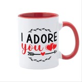 Cana m&acirc;ner roșu personalizata I adore you, INOVATIX&reg;️. 330ml