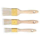 Cumpara ieftin Set 3 pensule profesionale pentru lacuri si culori Deco Craft, PET, lemn, multicolor