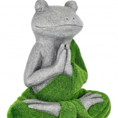 Decoratiune de gradina Sitting Yoga Frog, Bizzotto, 35x23x28 cm, magneziu, Verde