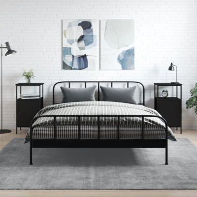 vidaXL Noptiere, 2 buc., negru, 41x31x80 cm, lemn prelucrat foto