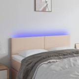 Cumpara ieftin Tăblie de pat cu LED cappuccino 144x5x78/88 cm piele ecologică