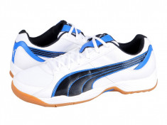 Ghete fotbal sala Puma Vellum III white-black-royal 10261401 foto