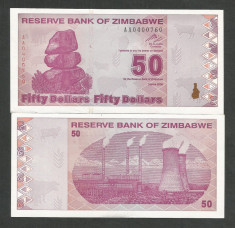 ZIMBABWE 50 DOLARI DOLLARS 2009 UNC [1] P- 96 , necirculata foto