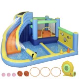 AIYAPLAY Castel gonflabil cu suflător 8 &icirc;n 1, parc acvatic, tobogan, trambulină, piscină de mingi, Oxford, multicolor | Aosom Romania