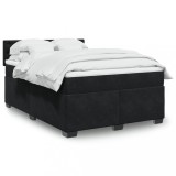 VidaXL Pat box spring cu saltea, negru, 140x190 cm, catifea