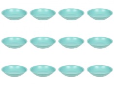 Set farfurii 12 piese, farfurii adanci, plastic, verde, diametru 18 cm
