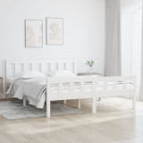 Cadru de pat, alb, 140x190 cm, lemn masiv de pin, vidaXL