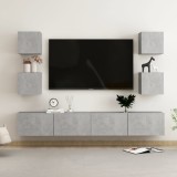 VidaXL Set dulap TV, 6 piese, gri beton, lemn prelucrat