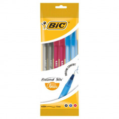 Set 6 Pixuri Colorate Bic Stic, Varf 1 Mm, Corp Plastic Transparent/colorat, Set Pixuri Colorate, Pixuri Bic Stic, Pixuri Scoala, Pixuri Colorate, Pix