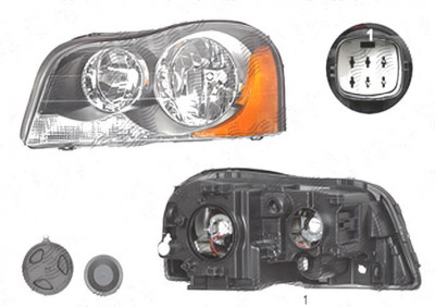 Far Volvo Xc90 (C/P28), 06.2006-, fata, Stanga, H7+H7; electric; semnalizare alba; fara motoras, TYC foto