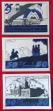 Germania lot 3 notgeld 25 + 50 pfennig 1921 Leipzig aUNC / UNC **