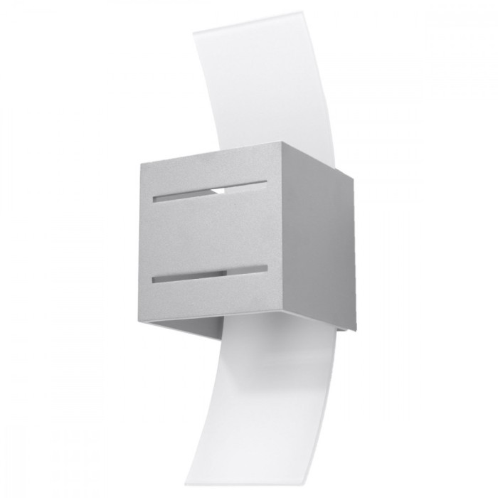 Lampă De Perete Loreto Gri Aluminiu/Sticlă 1 Bec Pătrat Modern De Interior