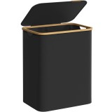 SONGMICS Cos de rufe textil, pliabil, cu 2 compartimente detasabile, 130L, 52x39x71 cm, negru Household NewTrend
