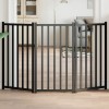 VidaXL Poartă pentru c&acirc;ini pliabilă 3 panouri negru, 150 cm, lemn brad 352286