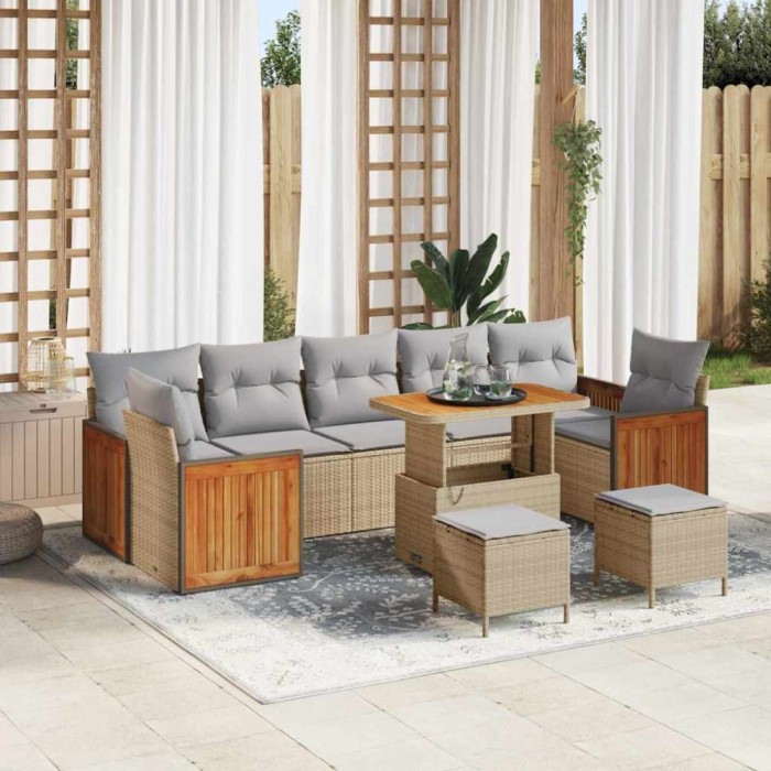 vidaXL Set de canapele pentru grădină 10 pcs Bej 90 x 55 x 71 cm 3365242
