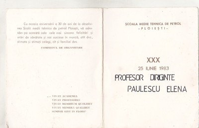 bnk div Scoala medie tehnica de petrol Ploiesti - Revedere de 30 ani 1983 foto
