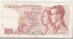 bnk bn Belgia 50 franci 1966 circulata foto