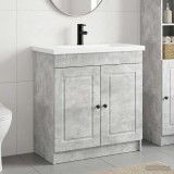 Cumpara ieftin Set de mobilier pentru baie Gri Beton 78,5 x 37,5 x 81 cm