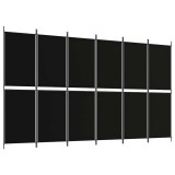 Cumpara ieftin Paravan de camera cu 6 panouri, negru, 300 x 180 cm, textil