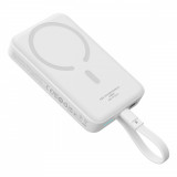Powerbank Baseus Magnetic Mini MagSafe 10000mAh 30W cu cablu Lightning integrat - alb + cablu Baseus