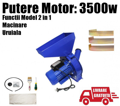 Moara Macinat Uruitor Ciocanele Cereale 3.5kw 2 in 1 + Accesorii + 3 Site foto