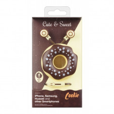 Casti cu Fir Cellularline Cute&amp;amp;amp;Sweet Cookie Microfon Jack 3.5mm foto