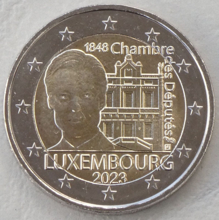 LUXEMBURG moneda 2 euro comemorativa 2023_camera deputatilor, UNC